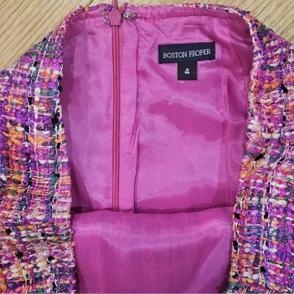 Sz 4 *Boston Proper* 💕Legally Blonde💕 Barbie-core Pink Tweed Lined Skirt